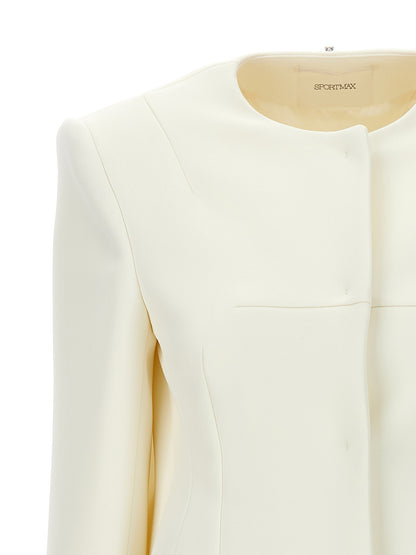 Overcoat by Sportmax for women in polyester white features a contemporary silhouette showcasing a contemporary and refined for a sophisticated finish.