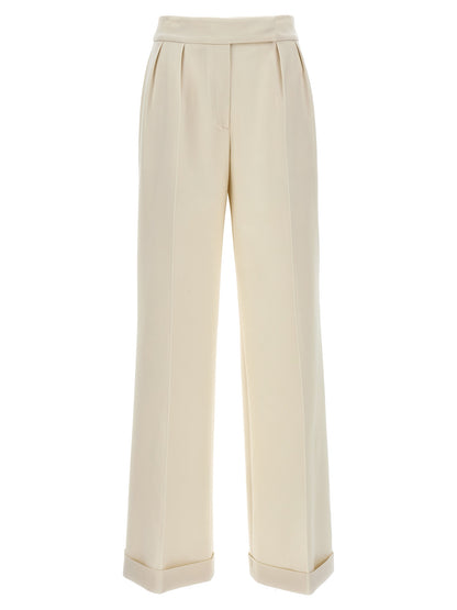 Trousers by Kiton for women in virgin wool white features a artisanal silhouette, showcasing a sophisticated wide with a long and for a artisanal finish.