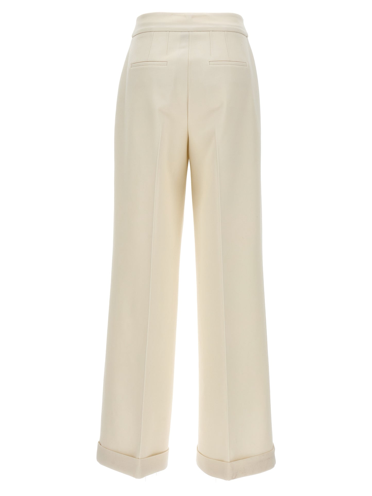 Trousers by Kiton for women in virgin wool white features a sculptural silhouette, showcasing a sculptural wide and long with a sophisticated for a sculptural finish.