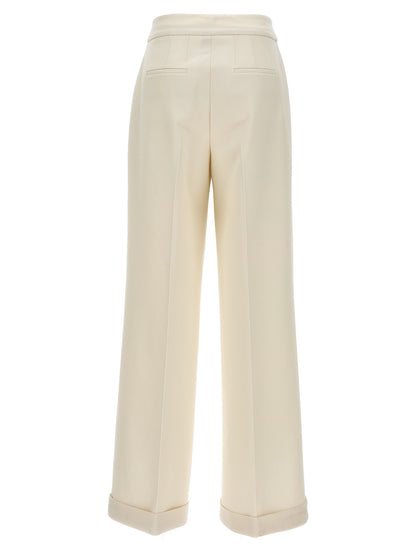 Trousers by Kiton for women in virgin wool white features a sculptural silhouette, showcasing a sculptural wide and long with a sophisticated for a sculptural finish.