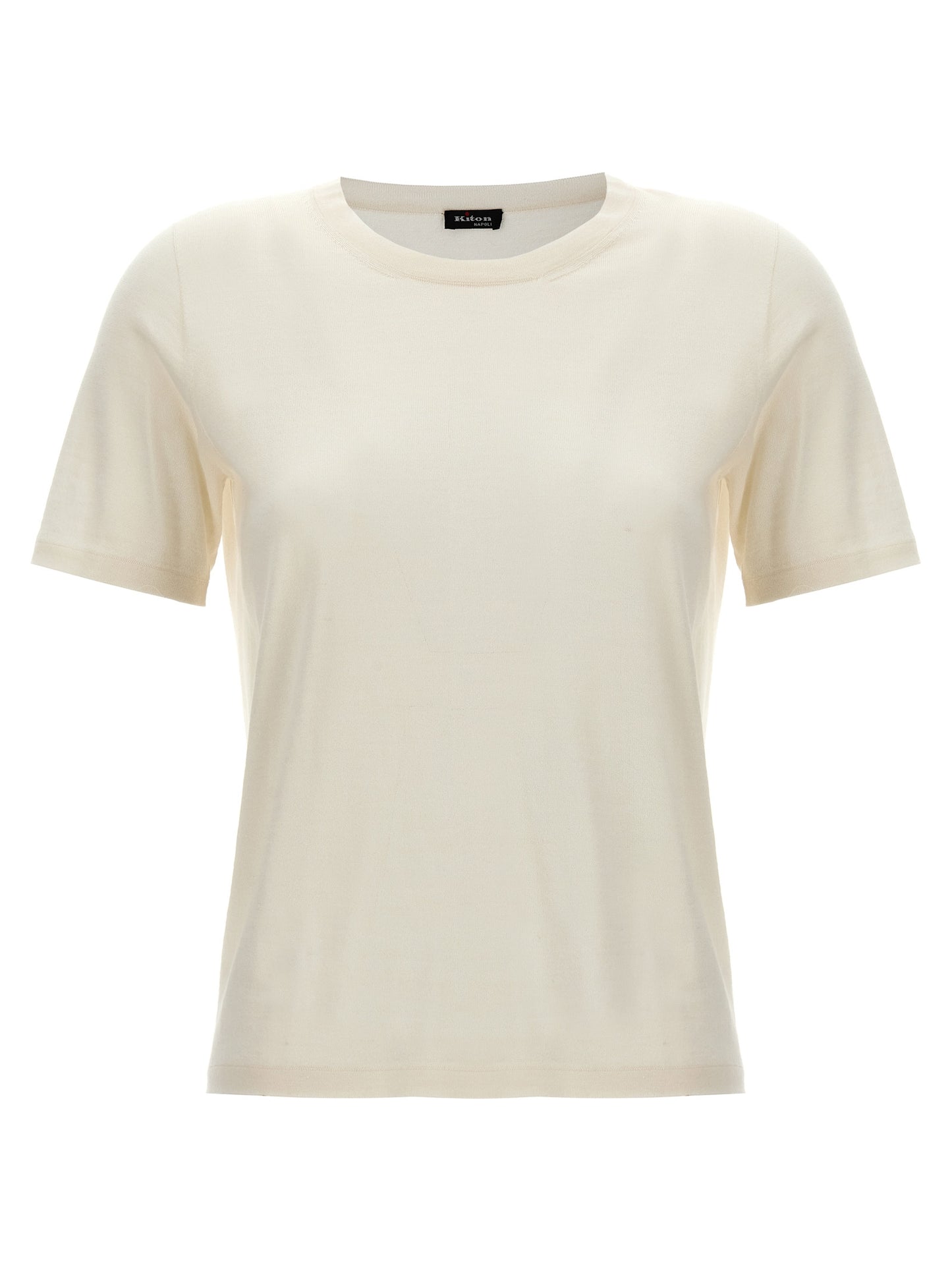 T-Shirt by Kiton for women in silk cashmere white & signature features an on trend silhouette, perfectly showcasing a on trend short-sleeve and crew neckline for an elevated aesthetic.