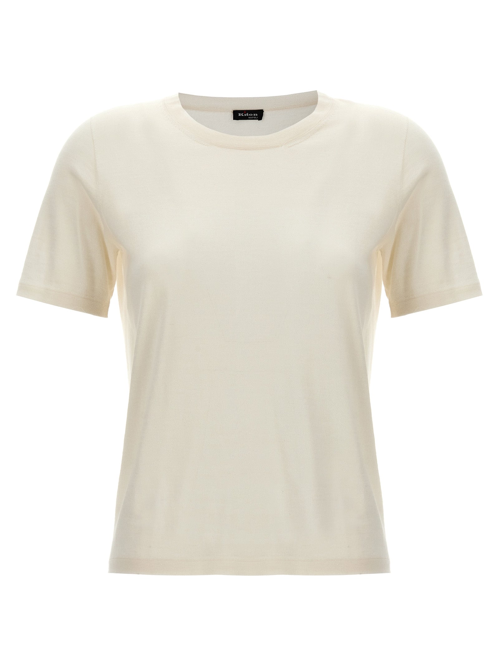 T-Shirt by Kiton for women in silk cashmere white & signature features an on trend silhouette, perfectly showcasing a on trend short-sleeve and crew neckline for an elevated aesthetic.