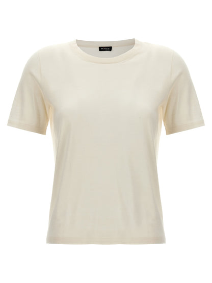 T-Shirt by Kiton for women in silk cashmere white & signature features an on trend silhouette, perfectly showcasing a on trend short-sleeve and crew neckline for an elevated aesthetic.
