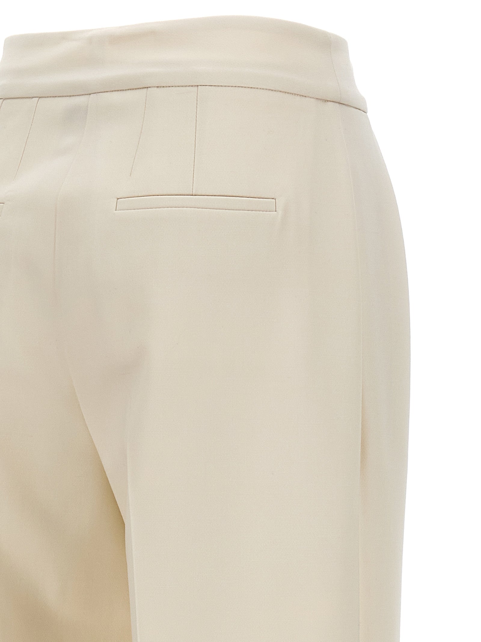 Trousers by Kiton for women in virgin wool white features an sartorial silhouette, showcasing a precise wide and long with a sartorial for a refined look.