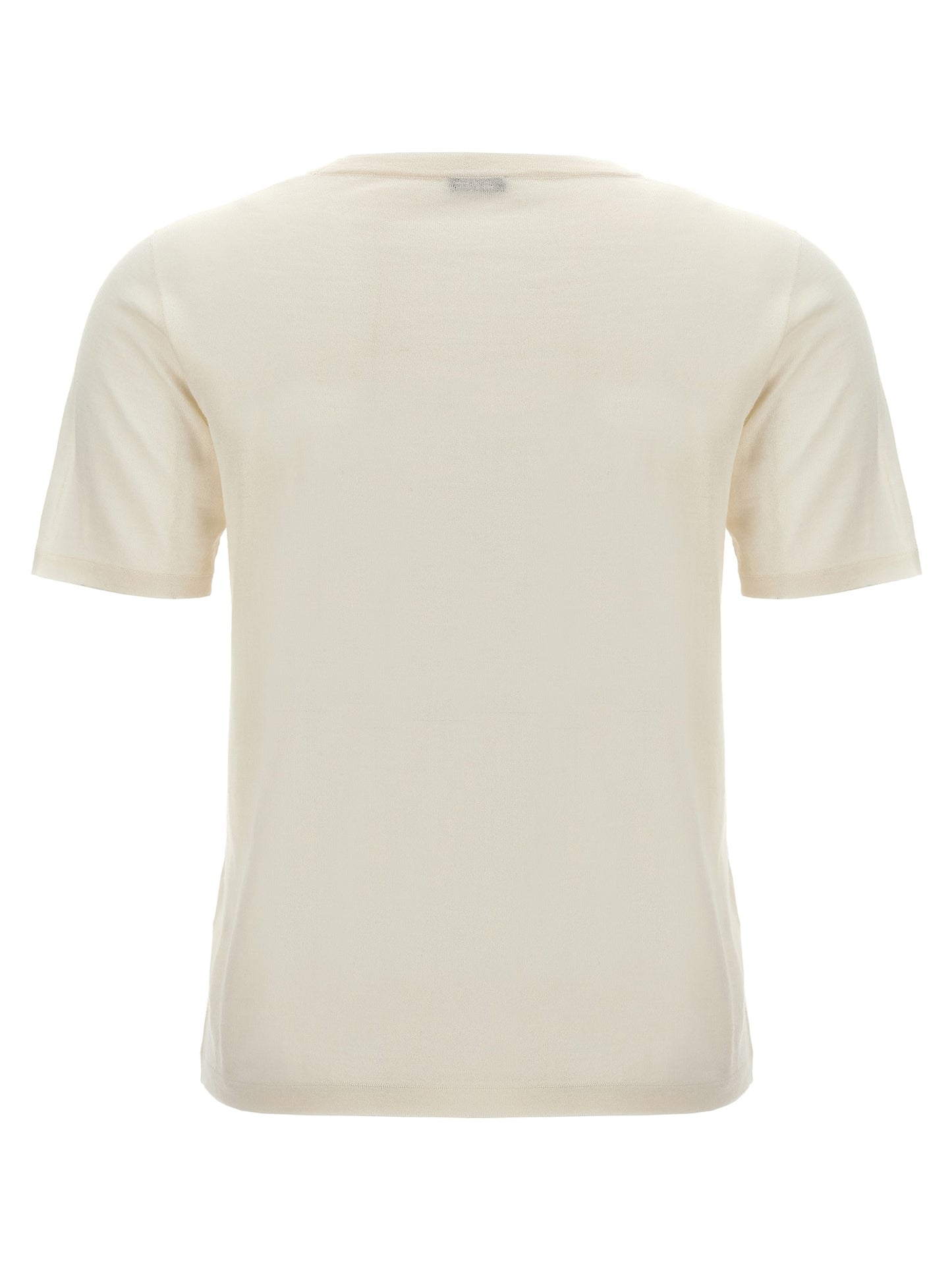 T-Shirt by Kiton for women in silk cashmere white & signature showcases a chic silhouette, artfully detailed with a chic crew neckline and for a chic finish.