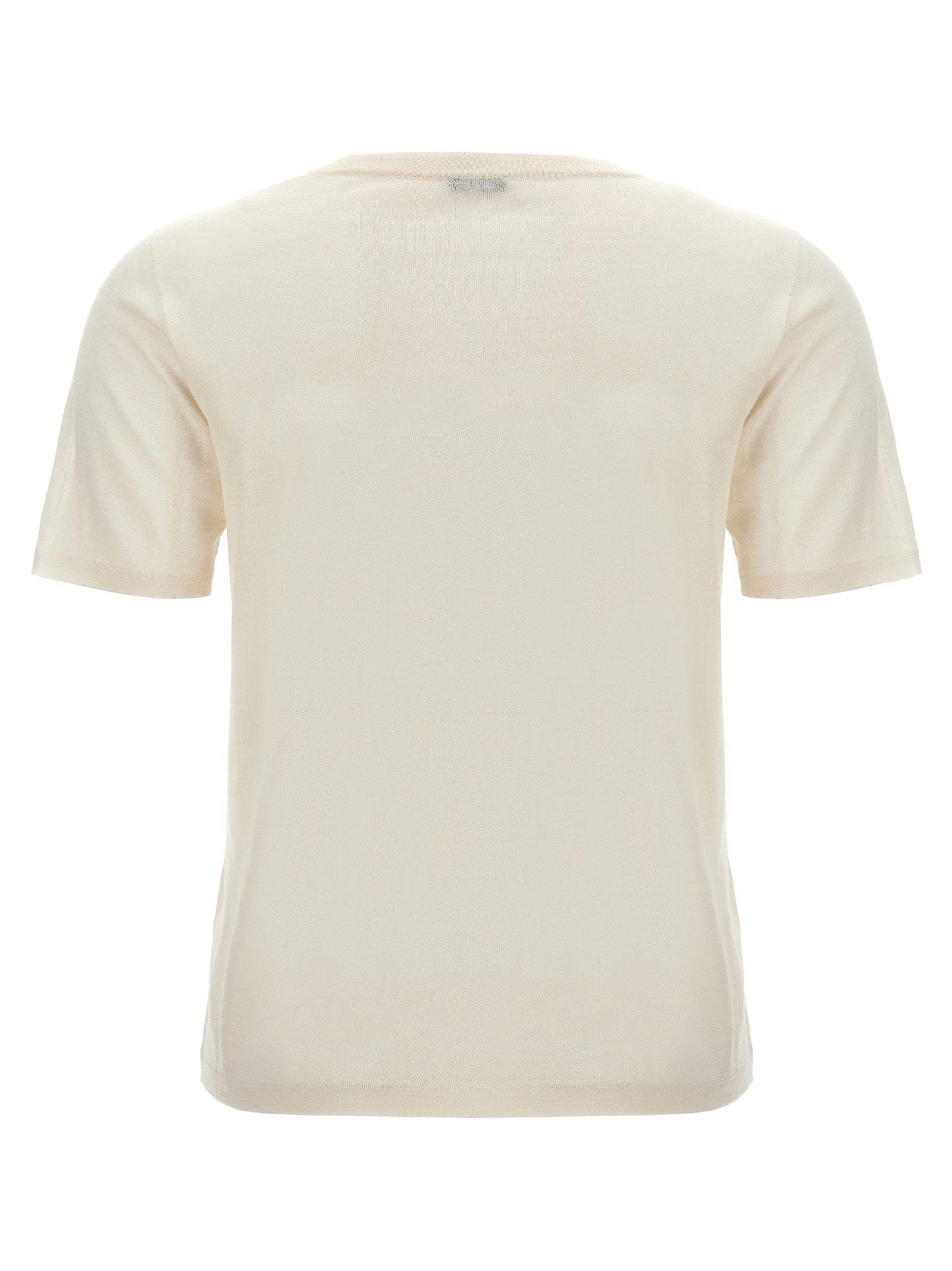 T-Shirt by Kiton for women in silk cashmere white & signature showcases a chic silhouette, artfully detailed with a chic crew neckline and for a chic finish.