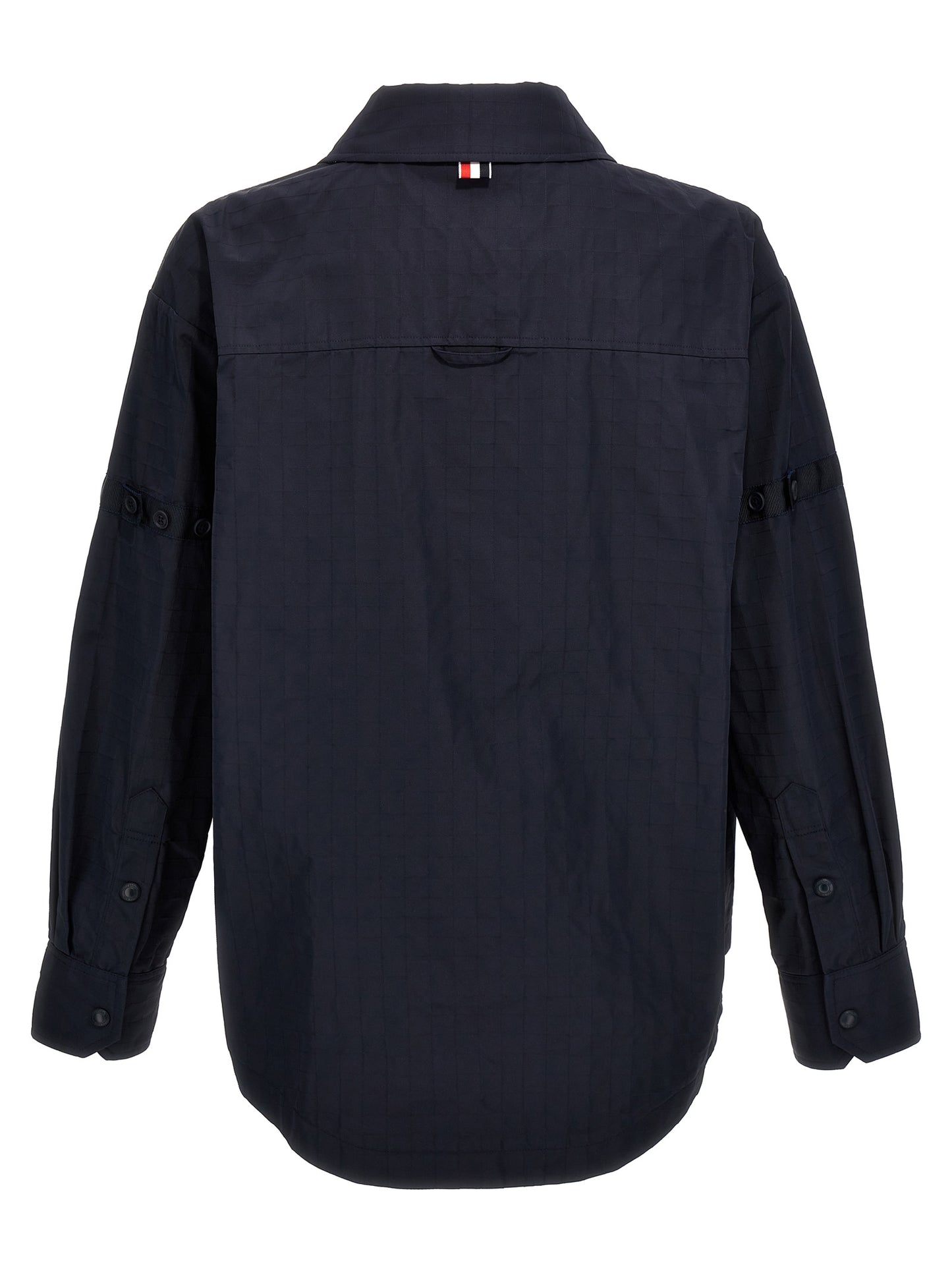 Overshirt by Thom Browne for men in polyamide polyurethane & nylon blue features an polished silhouette, showcasing a sophisticated and detail for a truly polished finish.