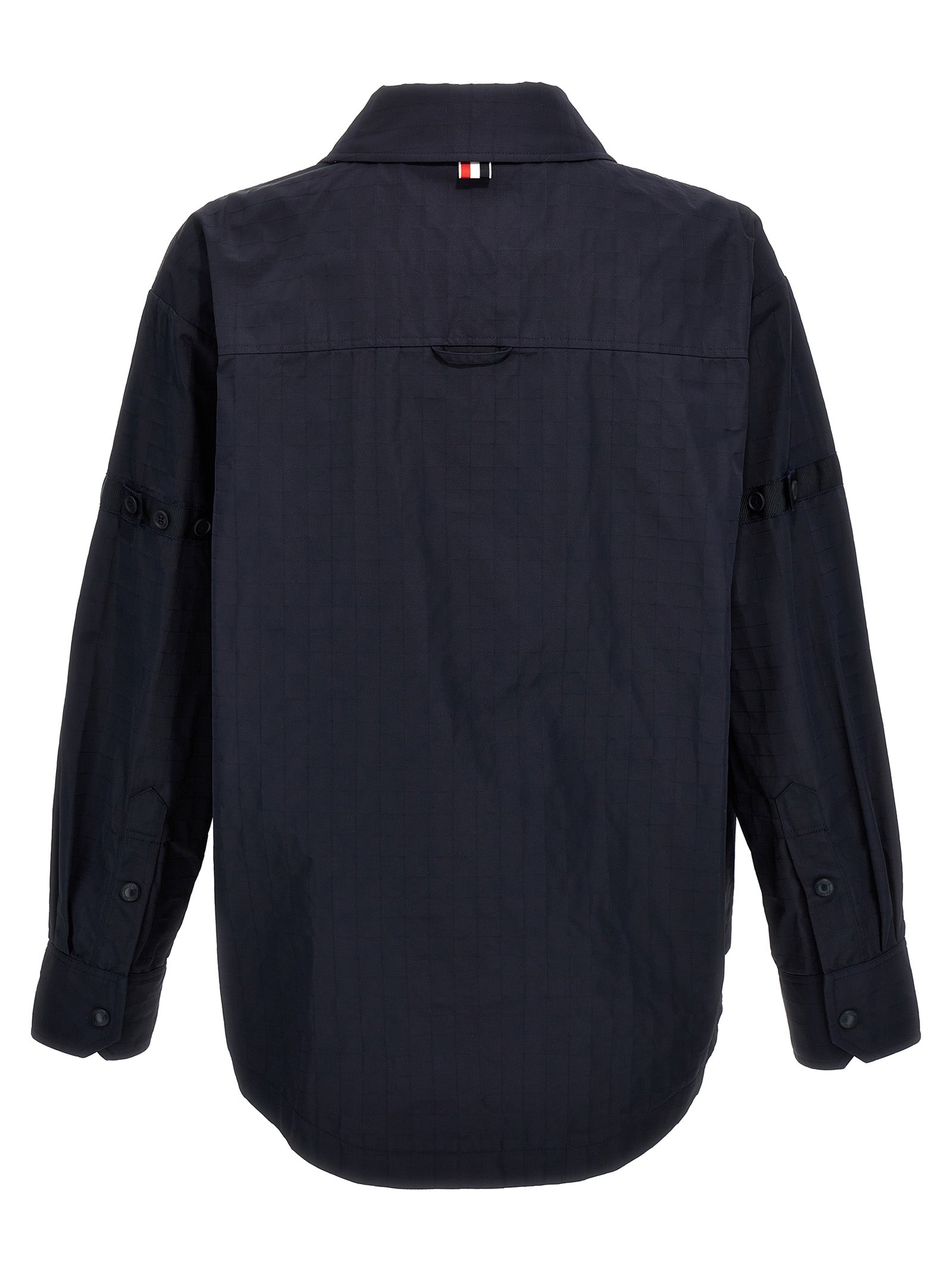Overshirt by Thom Browne for men in polyamide polyurethane & nylon blue features an polished silhouette, showcasing a sophisticated and detail for a truly polished finish.