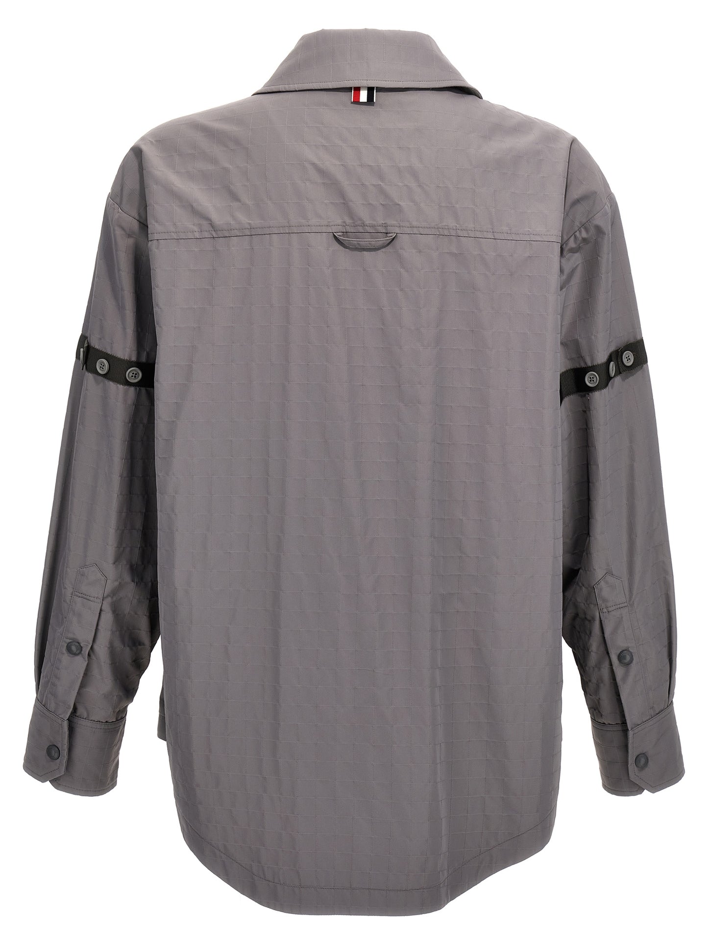 Overshirt by Thom Browne for men in polyamide polyurethane & nylon gray, featuring a nuanced and nuanced for a sophisticated finish.
