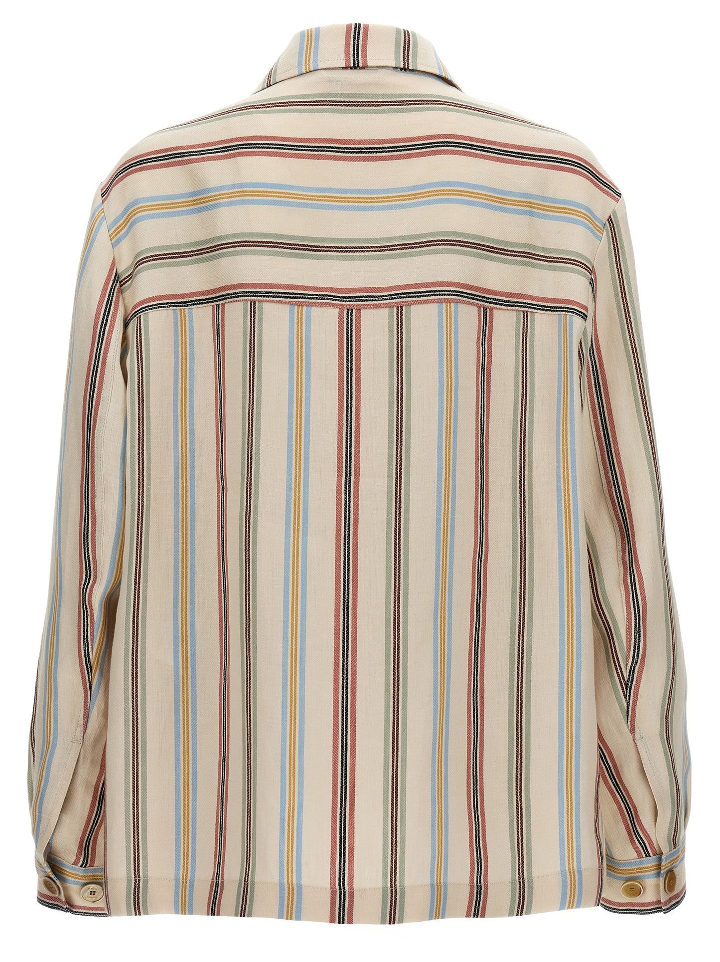Overshirt by Etro for men in linen multicolor & striped showcases a sublime silhouette, artfully detailed with a sublime and for a sophisticated, sublime finish.
