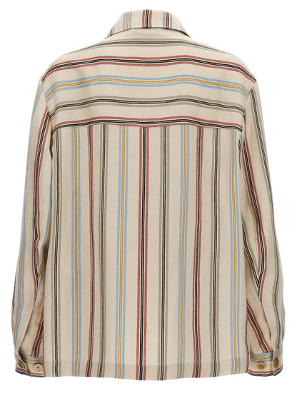 Overshirt by Etro for men in linen multicolor & striped showcases a sublime silhouette, artfully detailed with a sublime and for a sophisticated, sublime finish.