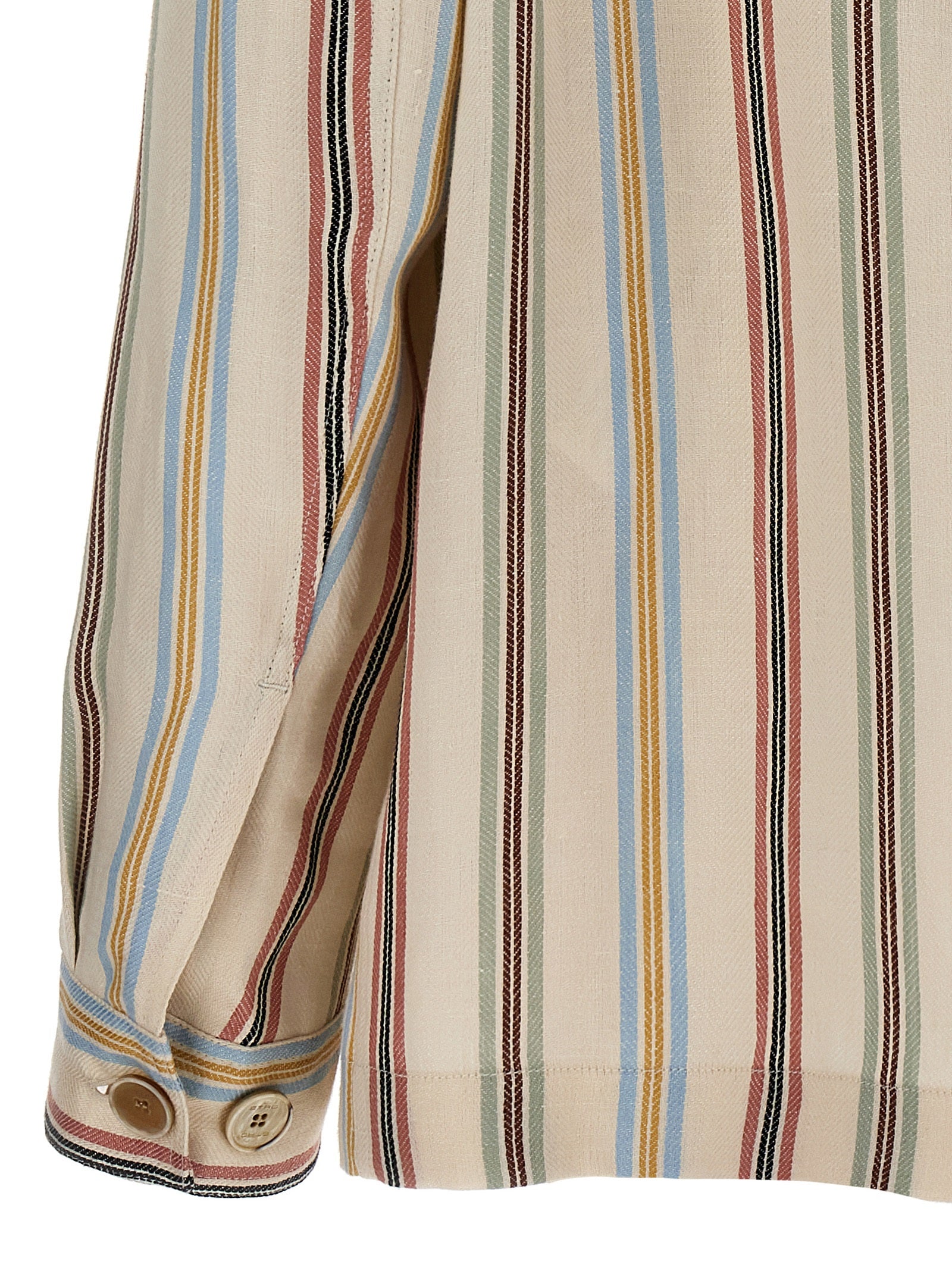 Overshirt by Etro for men in linen multicolor & striped presents a discerning silhouette, showcasing a sophisticated and for a truly discerning finish.