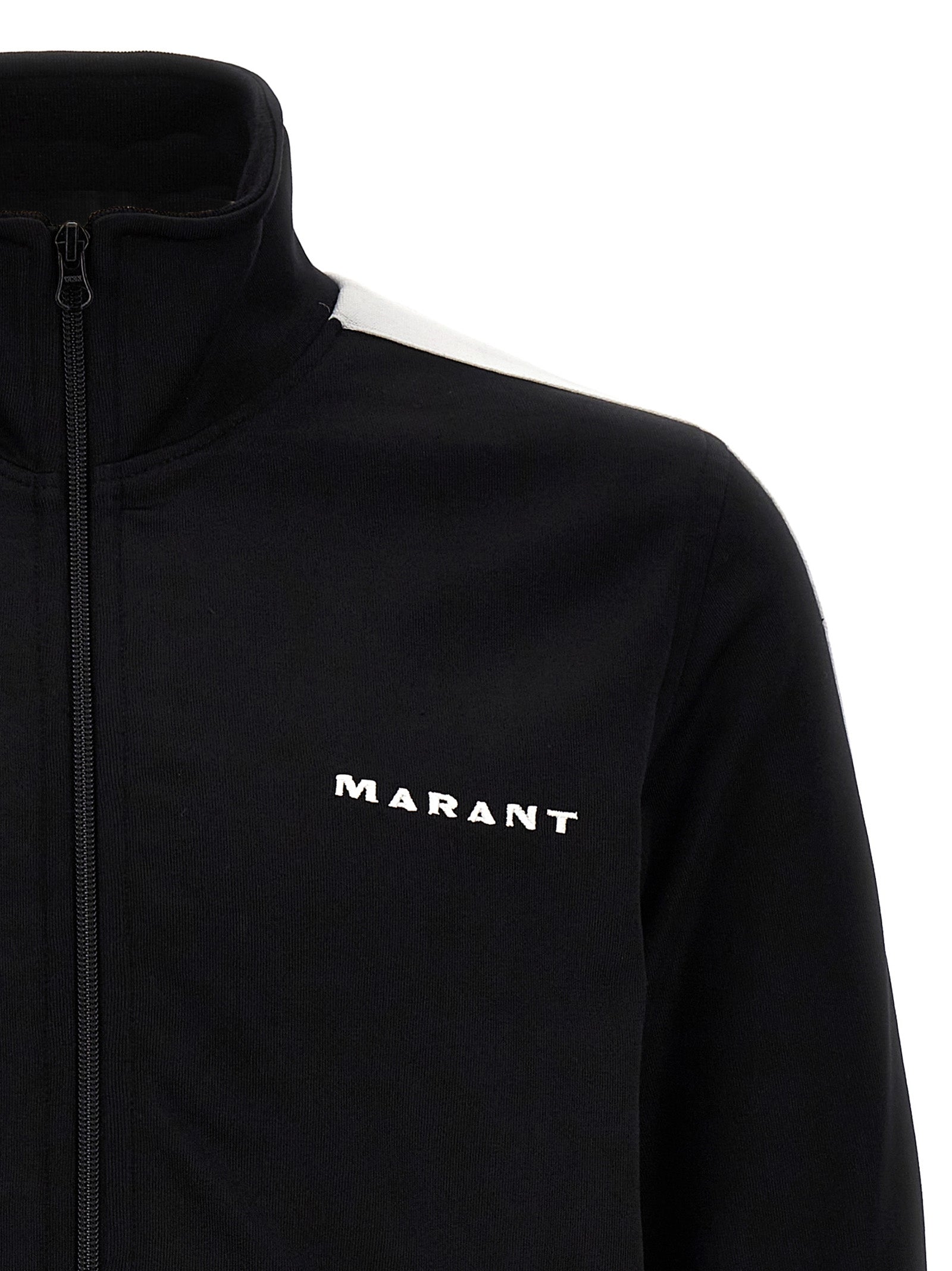Sweatshirt by Isabel Marant for men in cotton polyester bicolour, black, white & signature showcases a slouchy chic silhouette, artfully detailed with a slouchy chic and for a slouchy chic finish.