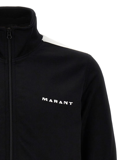 Sweatshirt by Isabel Marant for men in cotton polyester bicolour, black, white & signature showcases a slouchy chic silhouette, artfully detailed with a slouchy chic and for a slouchy chic finish.