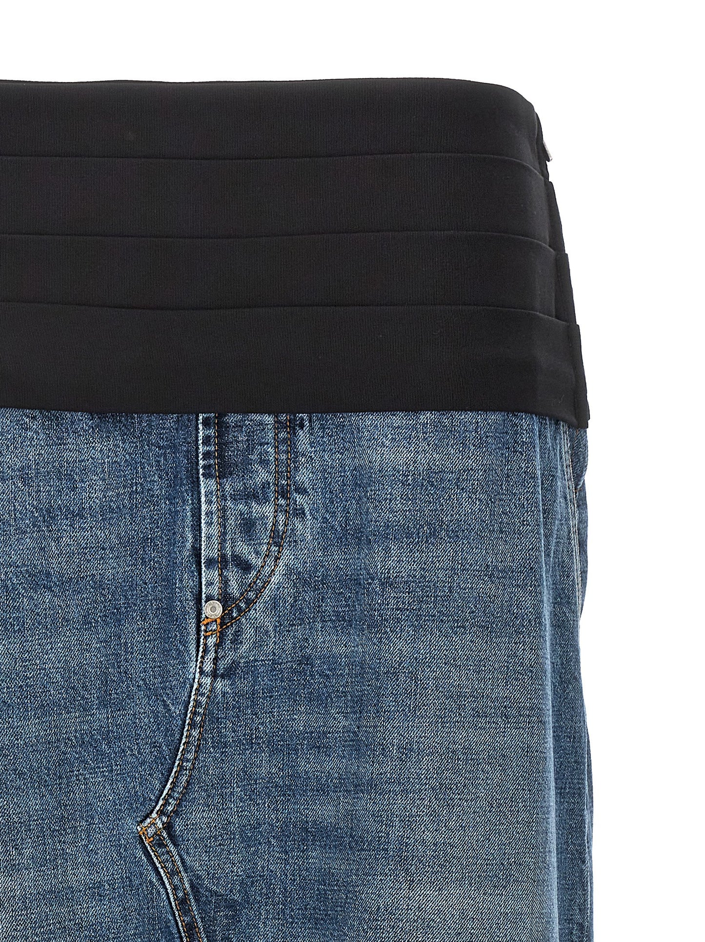 Skirt by Stella McCartney for women in denim cotton blue features a captivating silhouette, showcasing the captivating Women's Denim Tailored Cotton Mini Skirt design with a sophisticated mini for a captivating look.