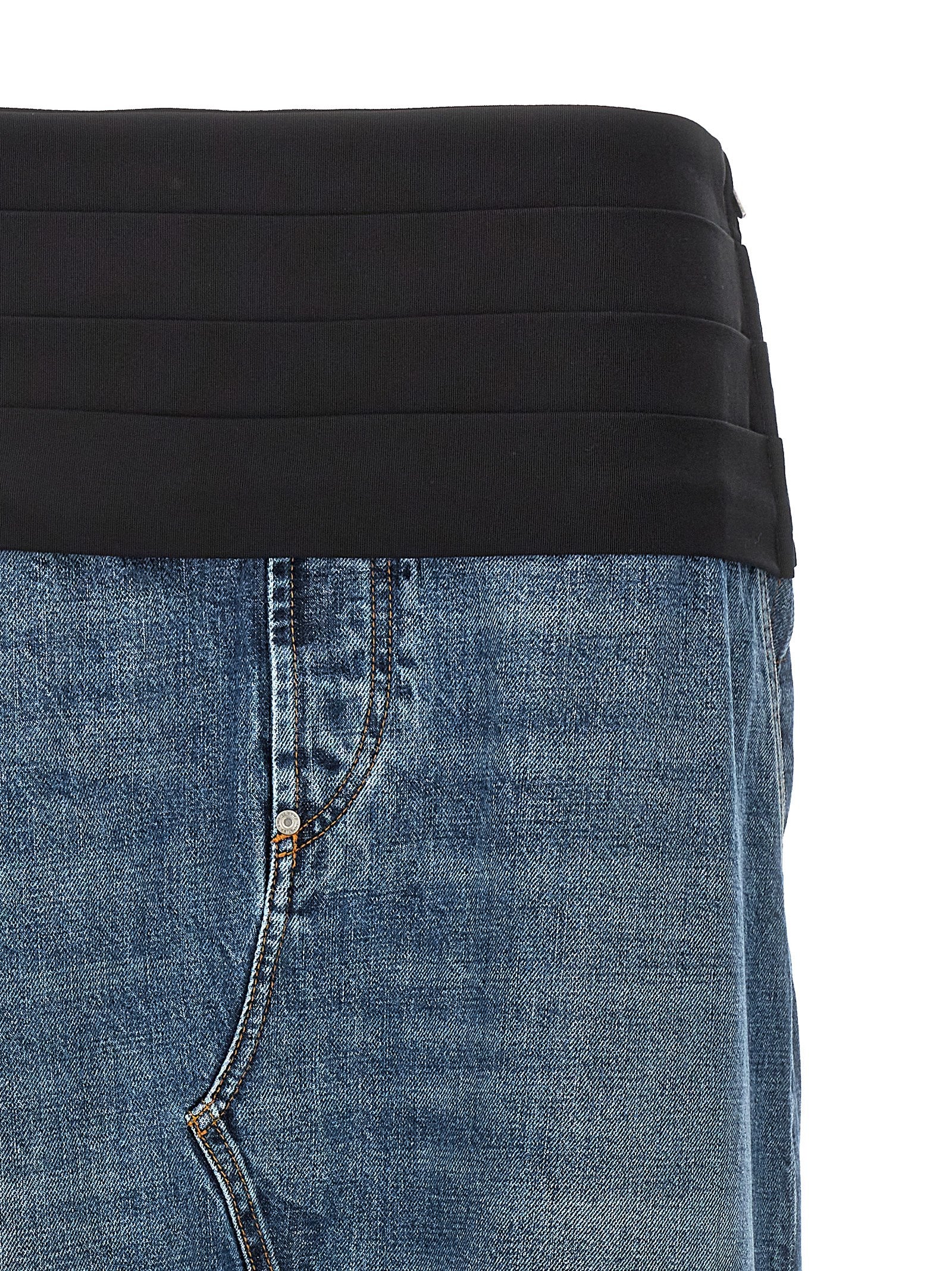 Skirt by Stella McCartney for women in denim cotton blue features a captivating silhouette, showcasing the captivating Women's Denim Tailored Cotton Mini Skirt design with a sophisticated mini for a captivating look.