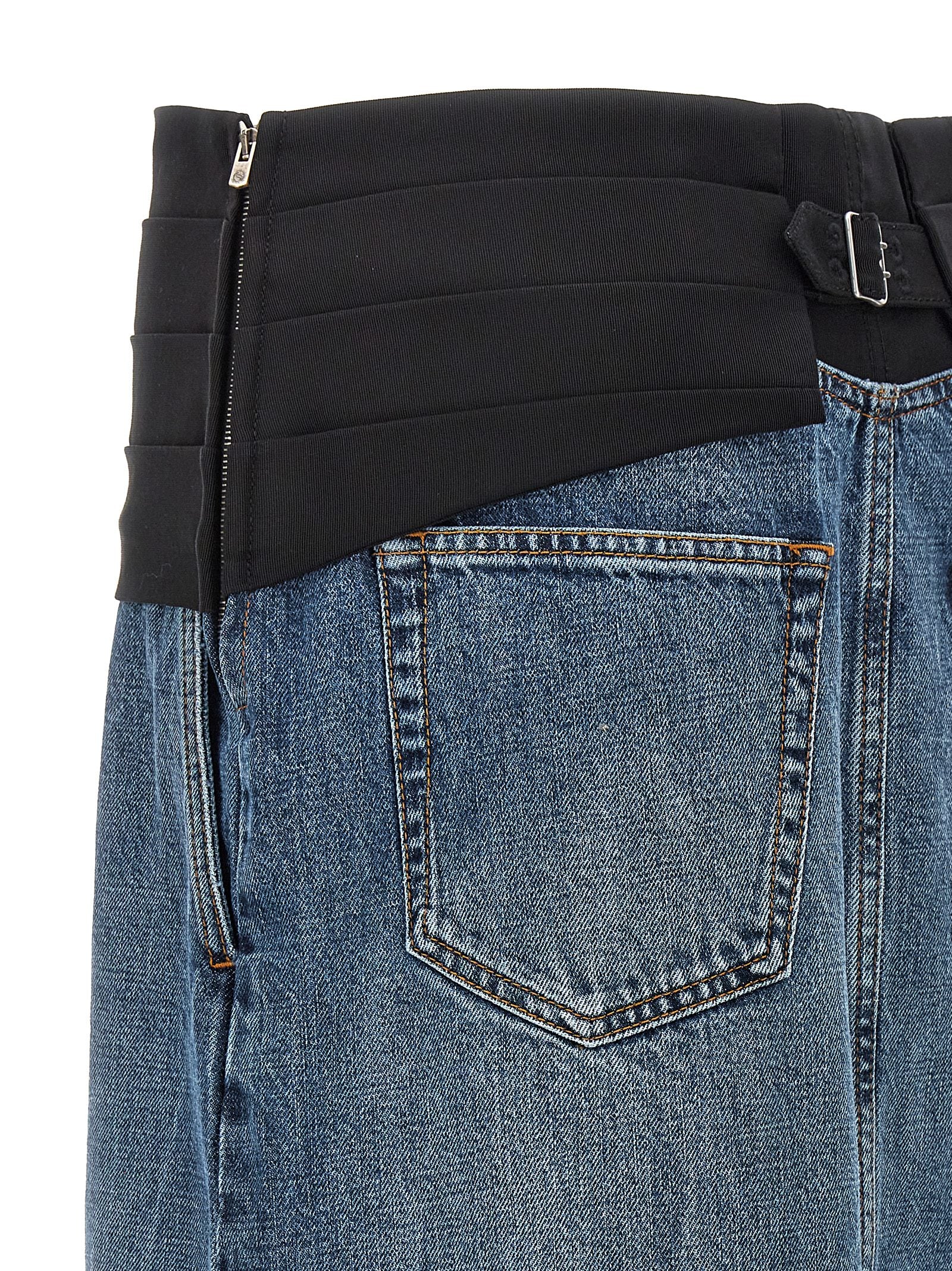Skirt by Stella McCartney for women in denim cotton blue features a sublime silhouette, showcasing the sublime design of the Women's Denim Tailored Cotton Mini Skirt in a sophisticated mini.