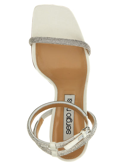 High-Heel Stiletto Ankle Strap Sandals by Sergio Rossi for women in goatskin leather & rhinestone white features an statuesque Star Women's Goatskin Leather & Rhinestone High-Heel Stiletto Ankle Strap Sandals silhouette with a refined stiletto high-heel and elegant .