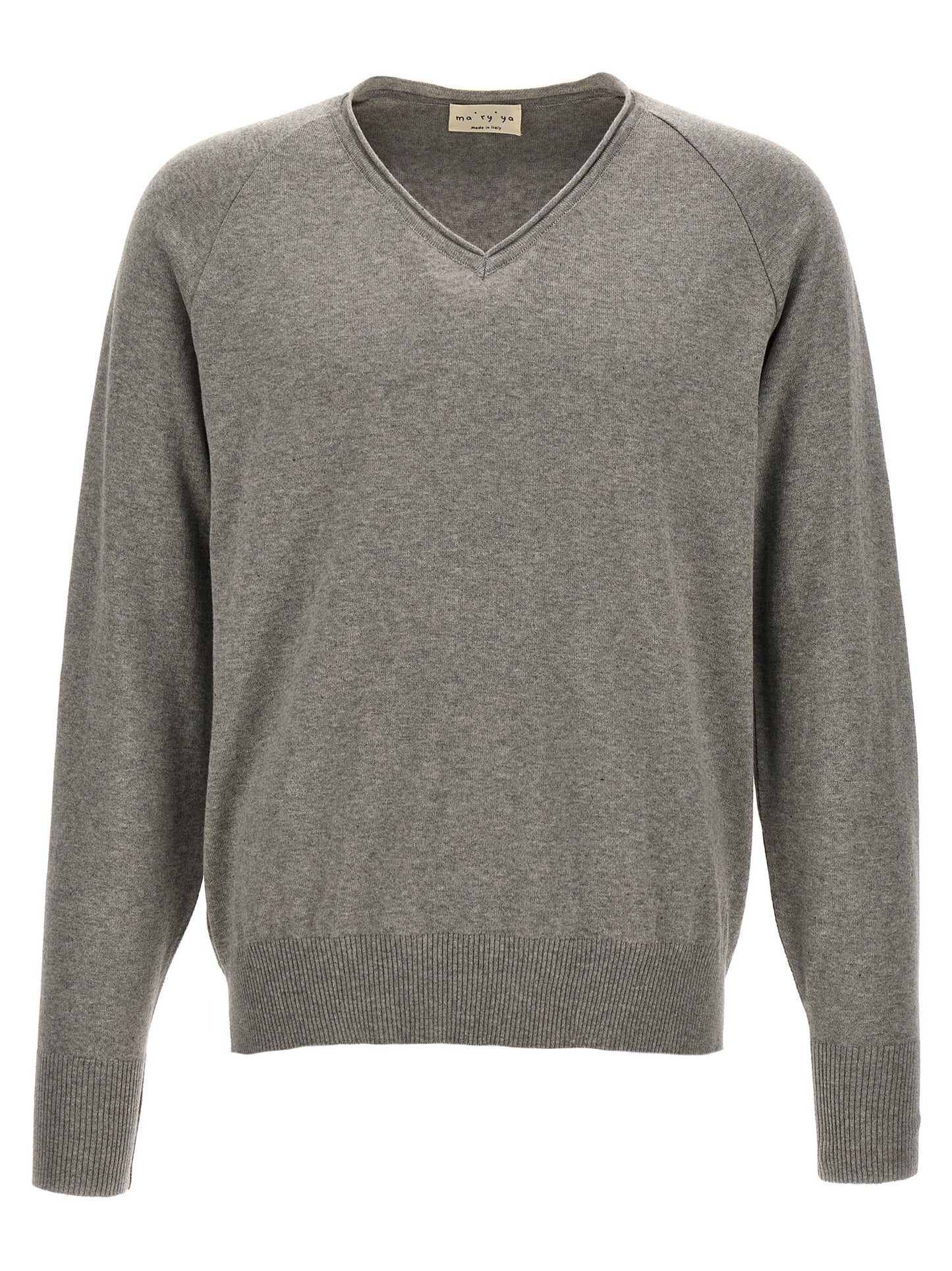 Cardigan by MA'RY'YA for men in modacrylic & cotton gray showcases a luxurious silhouette, meticulously detailed with a sophisticated v-neck neckline and for a refined finish.