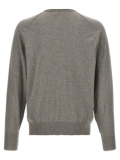 Cardigan by MA'RY'YA for men in modacrylic & cotton gray features a dramatic silhouette, showcasing a sophisticated v-neck neckline and dramatic detail for a timeless, premium look.