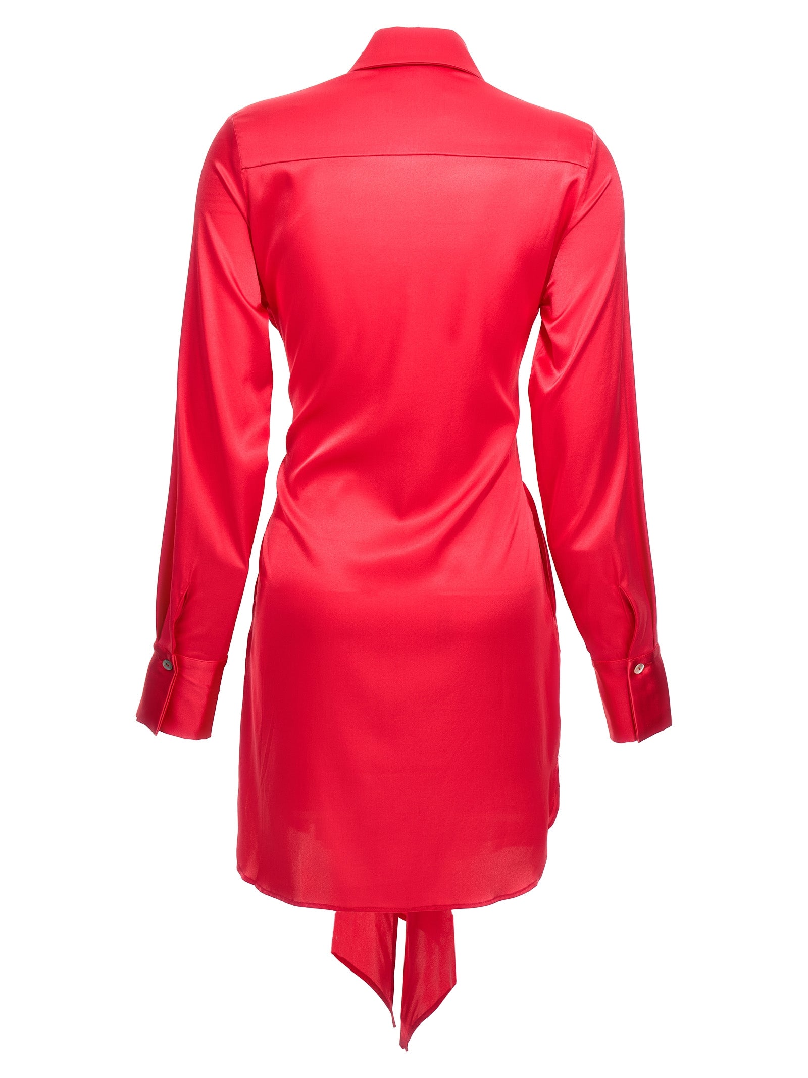 Dress by LE TWINS for women in silk fuchsia & patterned features an eye catching silhouette with a sophisticated , elegant , and a refined short for a eye catching aesthetic.