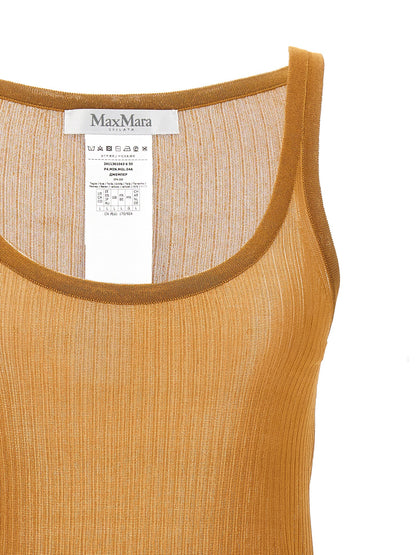 Tank Top by Max Mara for women in silk beige showcases a meticulous silhouette, artfully finished with a meticulous and for a sophisticated, meticulous look.