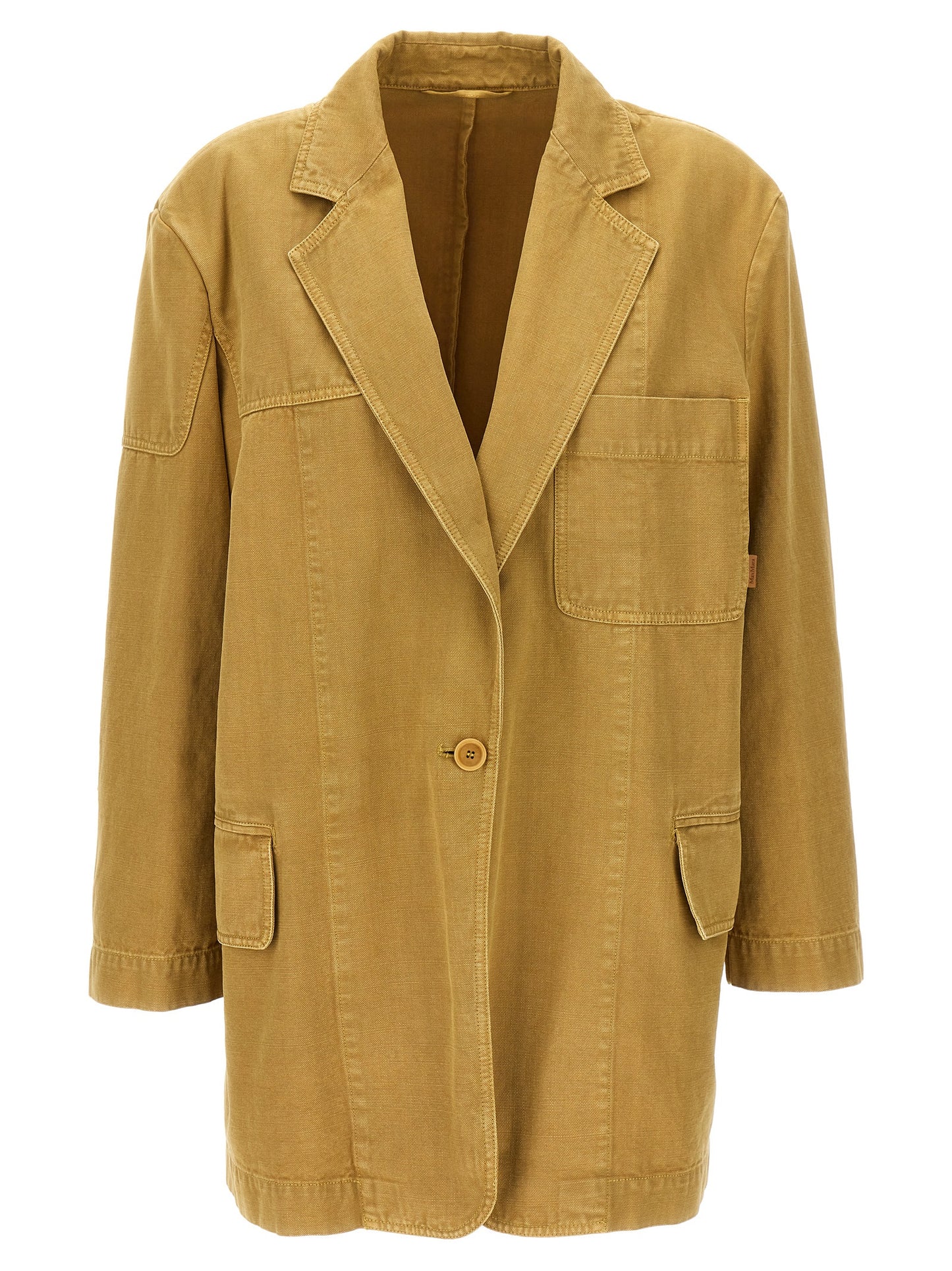 Blazer by Max Mara for women in cotton canvas beige features an sartorial silhouette, showcasing a sophisticated and sartorial for a truly sartorial finish.