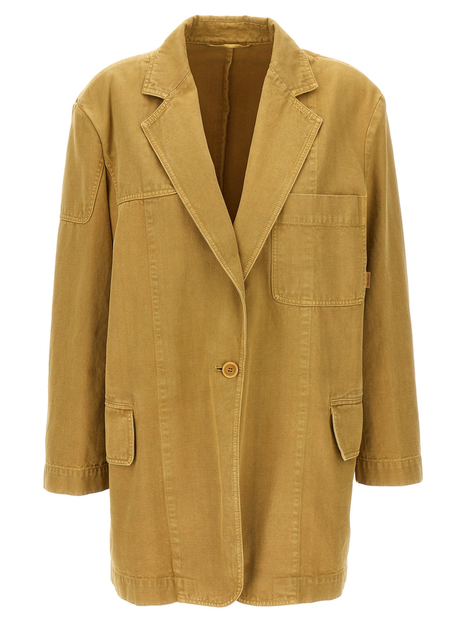 Blazer by Max Mara for women in cotton canvas beige features an sartorial silhouette, showcasing a sophisticated and sartorial for a truly sartorial finish.