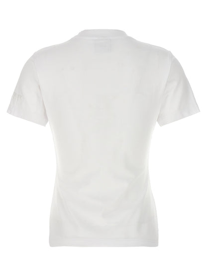 T-Shirt by Vetements for women in stretch cotton white showcases a dramatic silhouette, elegantly detailed with a dramatic crew neckline and for a truly dramatic finish.