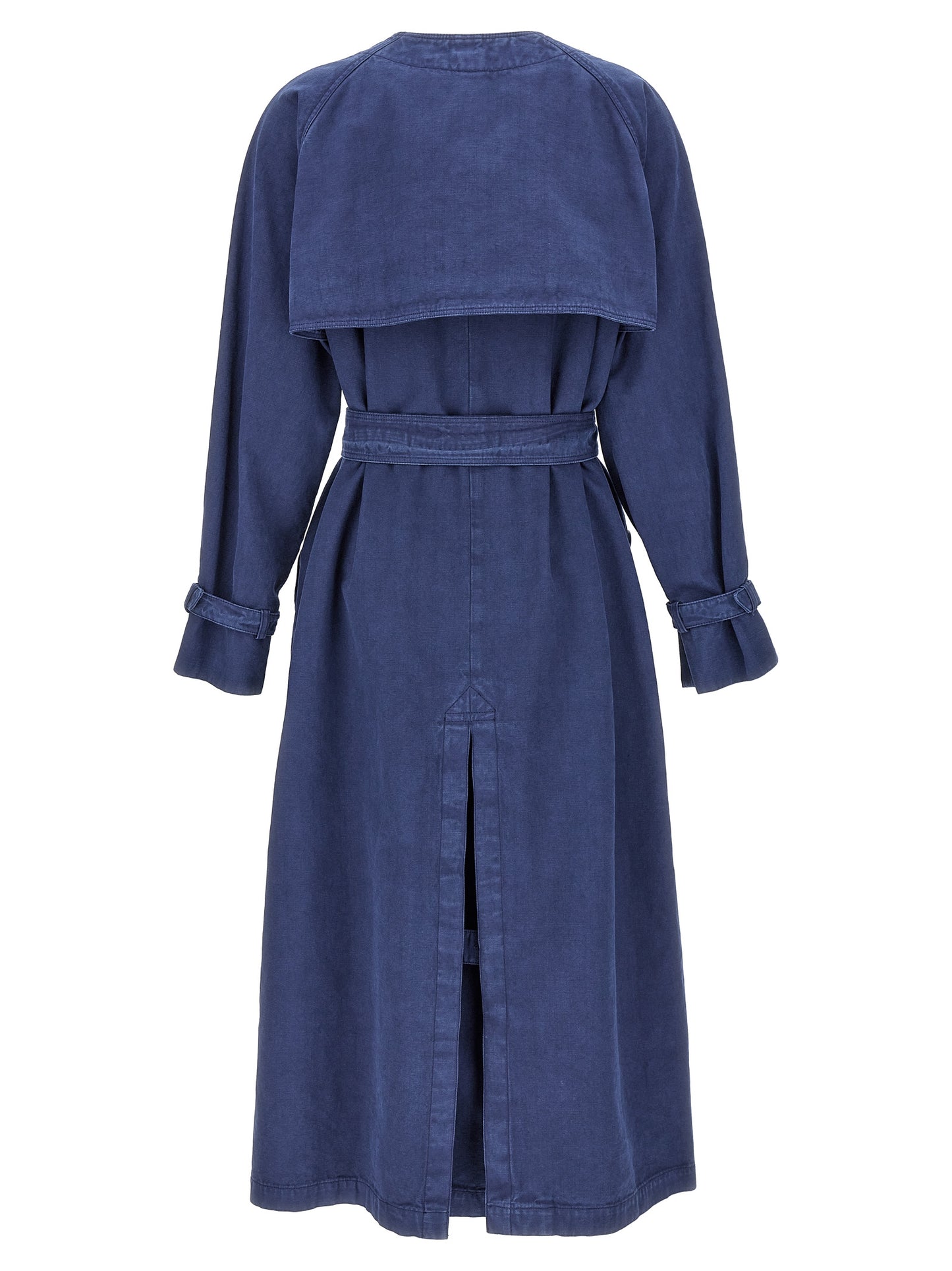 Trench Coat by Max Mara for women in cotton and blue presents a exquisite silhouette, showcasing a exquisite and functional pockets for an elevated aesthetic.