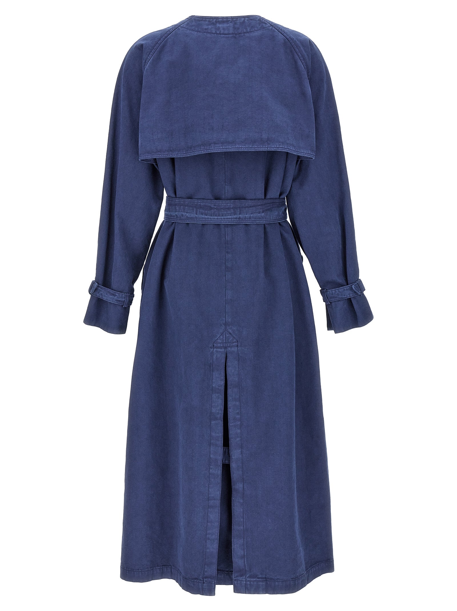 Trench Coat by Max Mara for women in cotton and blue presents a exquisite silhouette, showcasing a exquisite and functional pockets for an elevated aesthetic.