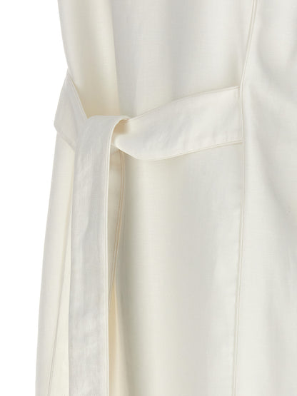 Vest by Max Mara for women in linen flax white showcases a utilitarian silhouette, artfully incorporating and a utilitarian for a truly utilitarian finish.