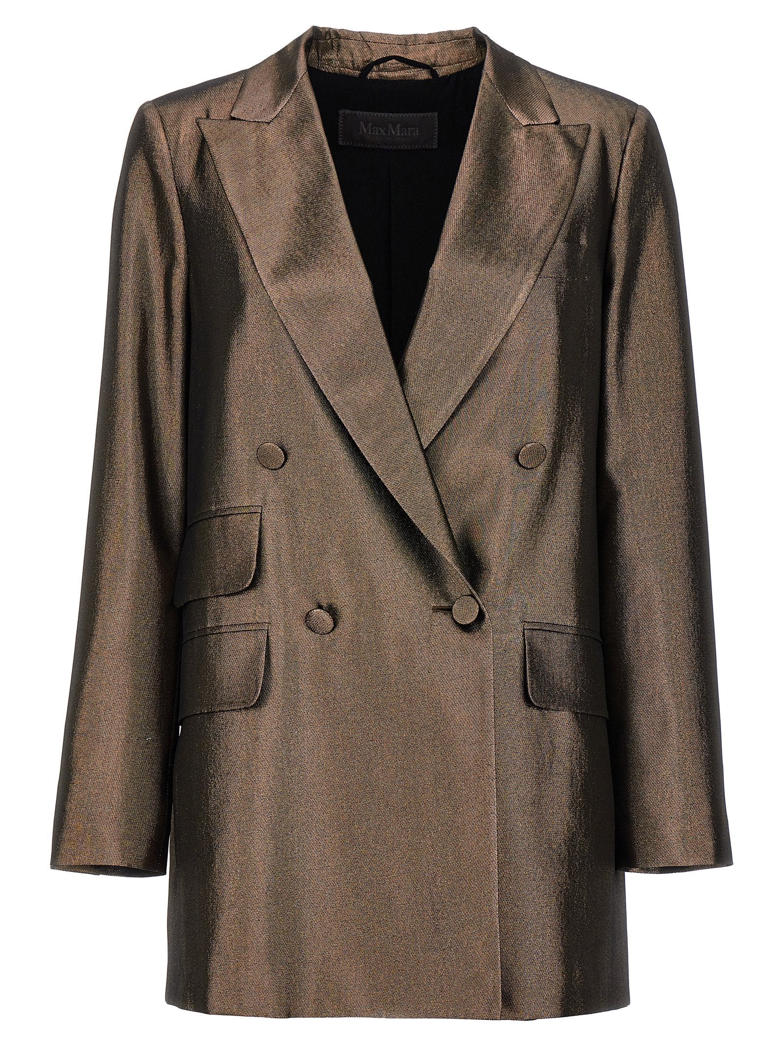 Blazer by Max Mara for women in silk brown presents a distinguished silhouette, detailed with a distinguished and distinctive for a truly sophisticated finish.