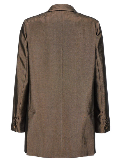 Blazer by Max Mara for women in silk brown showcases a polished silhouette, highlighted by a refined and polished for a sophisticated finish.