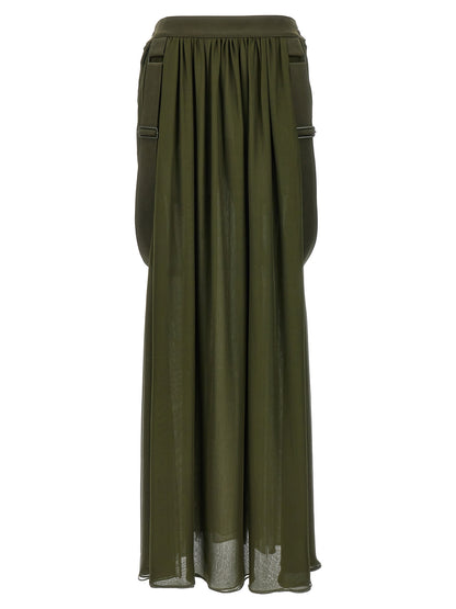 Skirt by Max Mara for women in silk cotton chiffon bicolour & green features a captivating silhouette, showcasing the captivating Women's Silk Cotton Chiffon Mini Skirt design with a sophisticated mini for a captivating look.