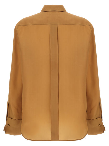 Blouse by Max Mara for women in silk satin beige showcases a sublime silhouette, artfully detailed with a sublime and for a sophisticated, sublime finish.