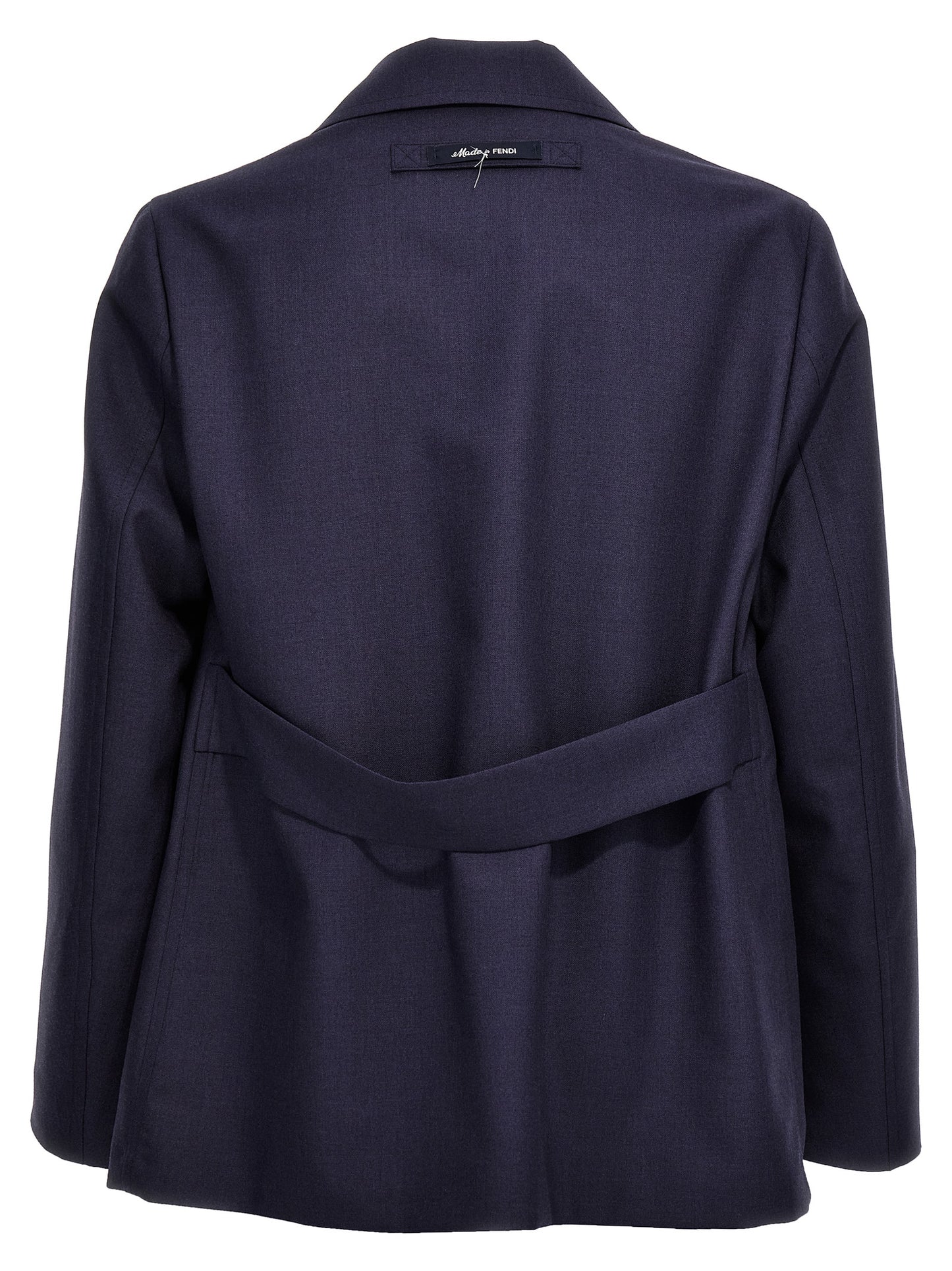 This Blazer by Fendi for men in virgin wool blue presents a tailored silhouette, meticulously tailored with a tailored lapel neckline and distinctive for a tailored finish.