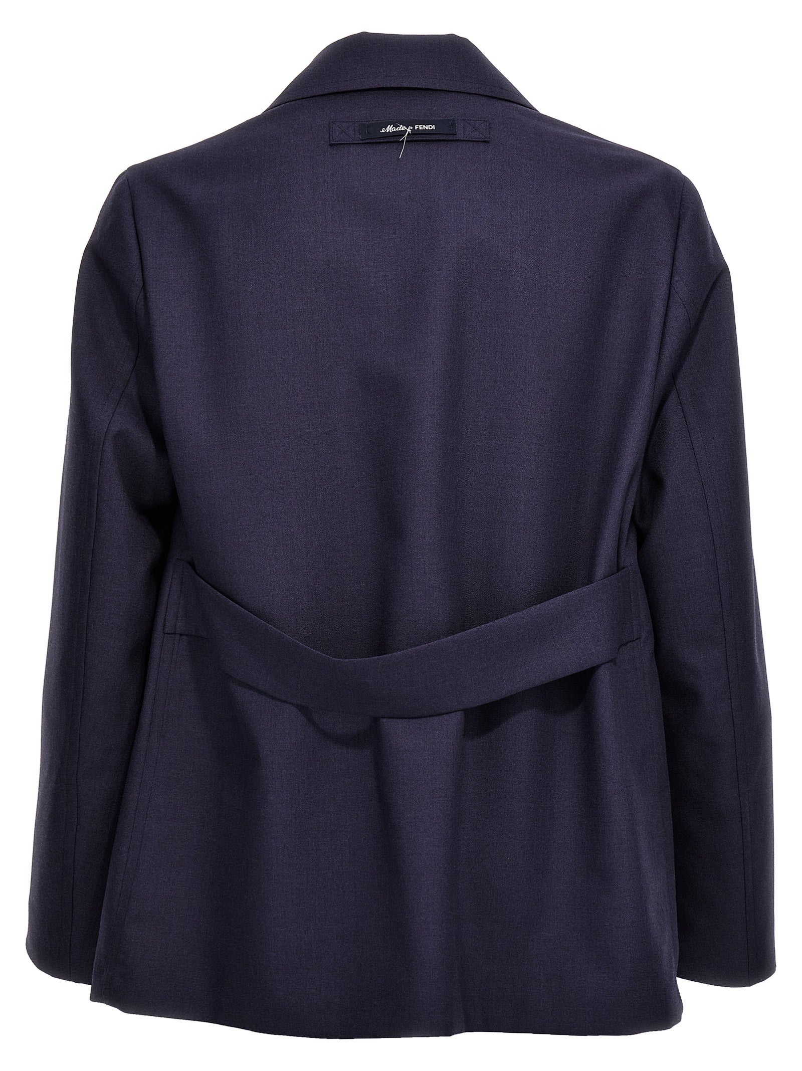This Blazer by Fendi for men in virgin wool blue presents a tailored silhouette, meticulously tailored with a tailored lapel neckline and distinctive for a tailored finish.