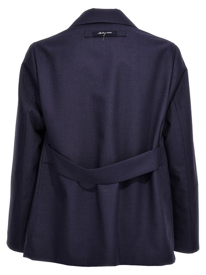 This Blazer by Fendi for men in virgin wool blue presents a tailored silhouette, meticulously tailored with a tailored lapel neckline and distinctive for a tailored finish.
