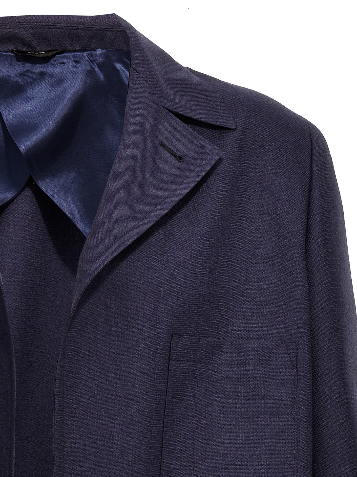 Blazer by Fendi for men in virgin wool blue features an sartorial silhouette, showcasing a sophisticated lapel neckline and sartorial for a truly sartorial finish.