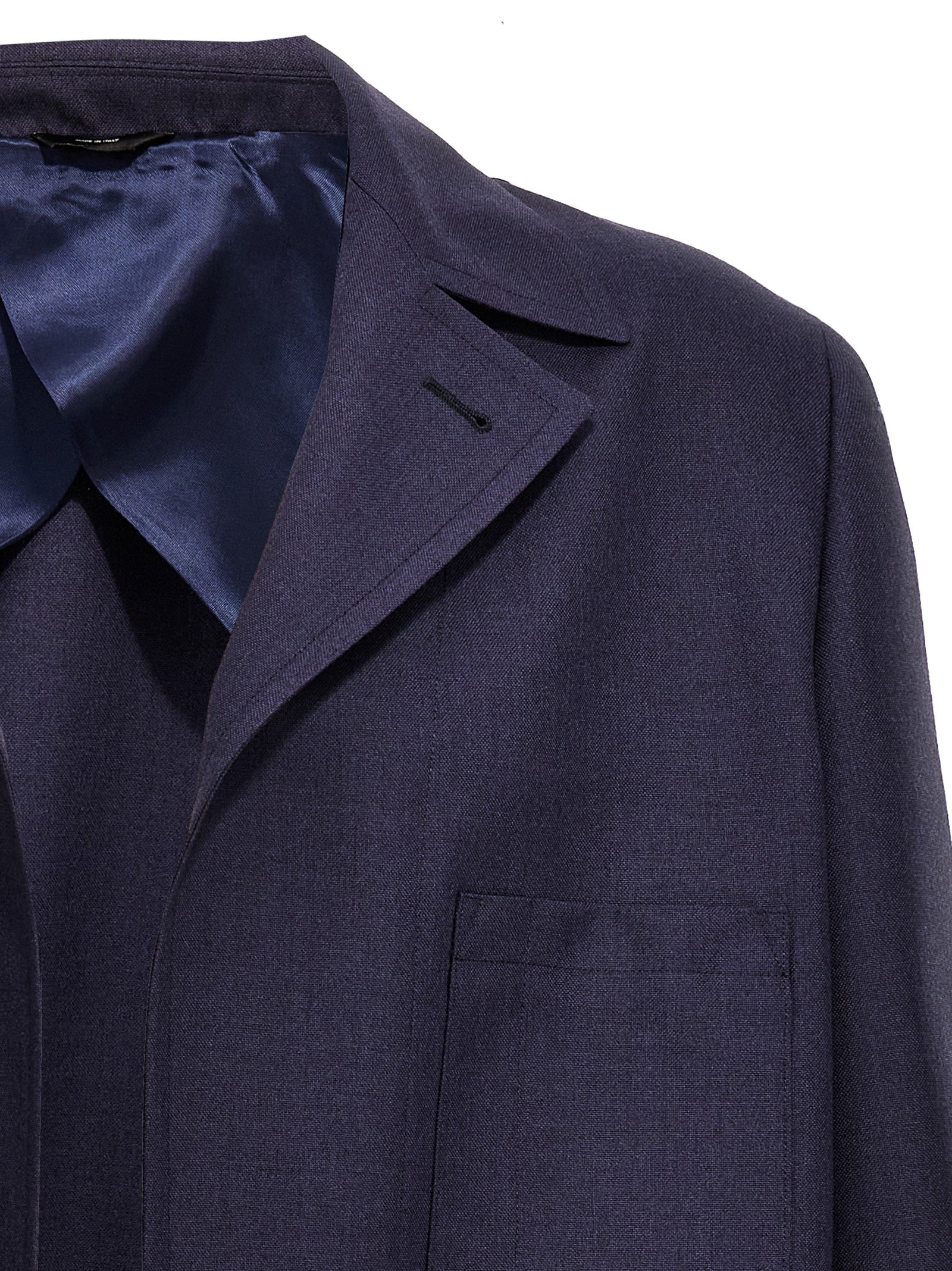 Blazer by Fendi for men in virgin wool blue features an sartorial silhouette, showcasing a sophisticated lapel neckline and sartorial for a truly sartorial finish.