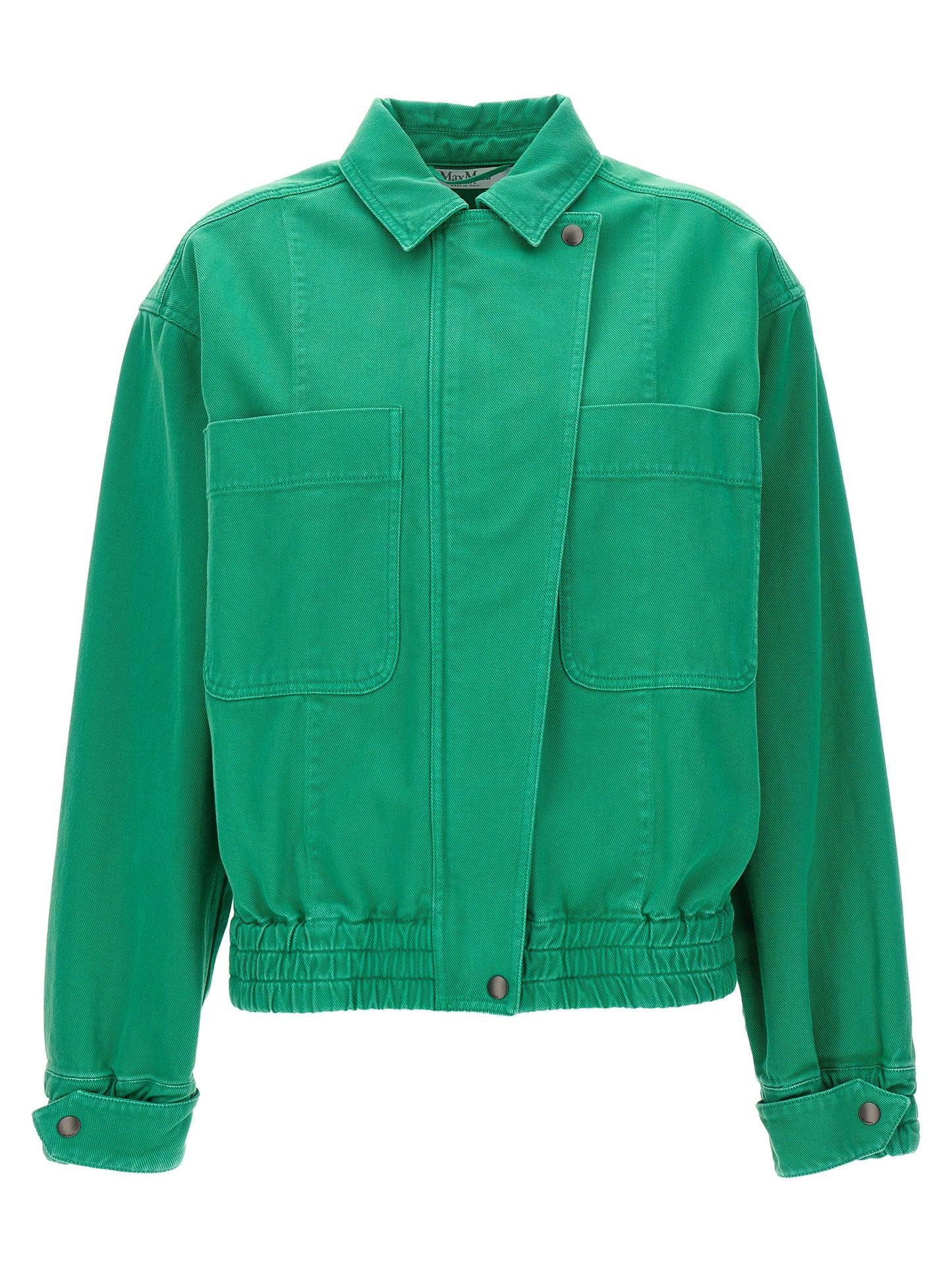 Overcoat by Max Mara for women in cotton bicolour & green presents a luxurious silhouette, showcasing a luxurious and sophisticated pockets for a premium, luxurious look.