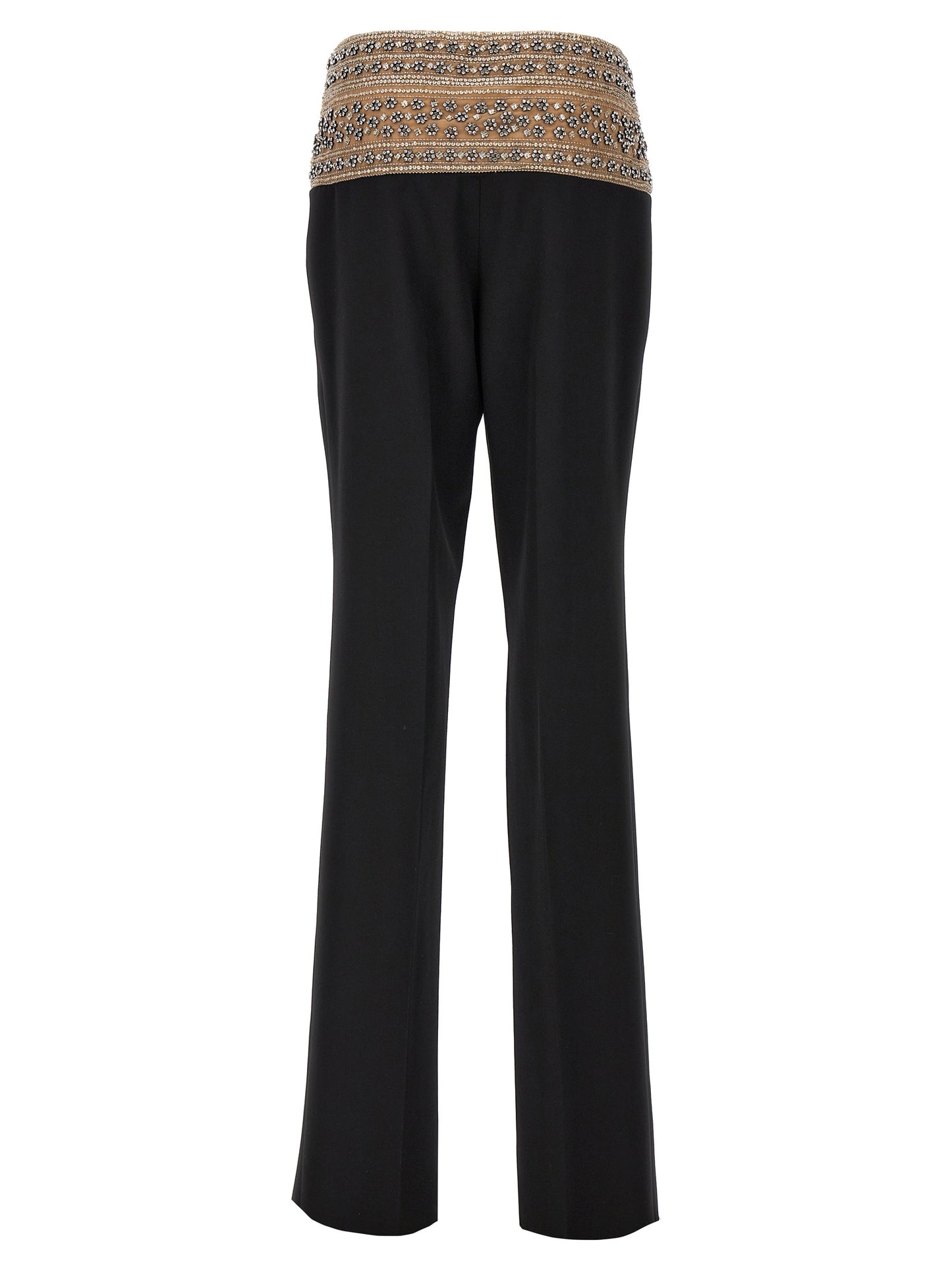 Trousers by Stella McCartney for women in wool mesh & crystal black features an on trend silhouette, showcasing a sophisticated with a long and for an on trend finish.