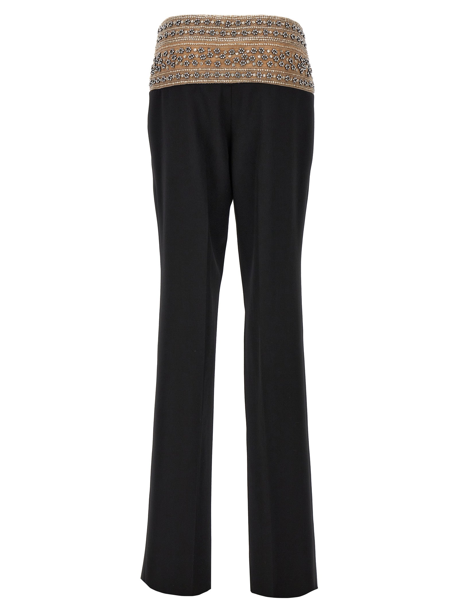 Trousers by Stella McCartney for women in wool mesh & crystal black features an on trend silhouette, showcasing a sophisticated with a long and for an on trend finish.