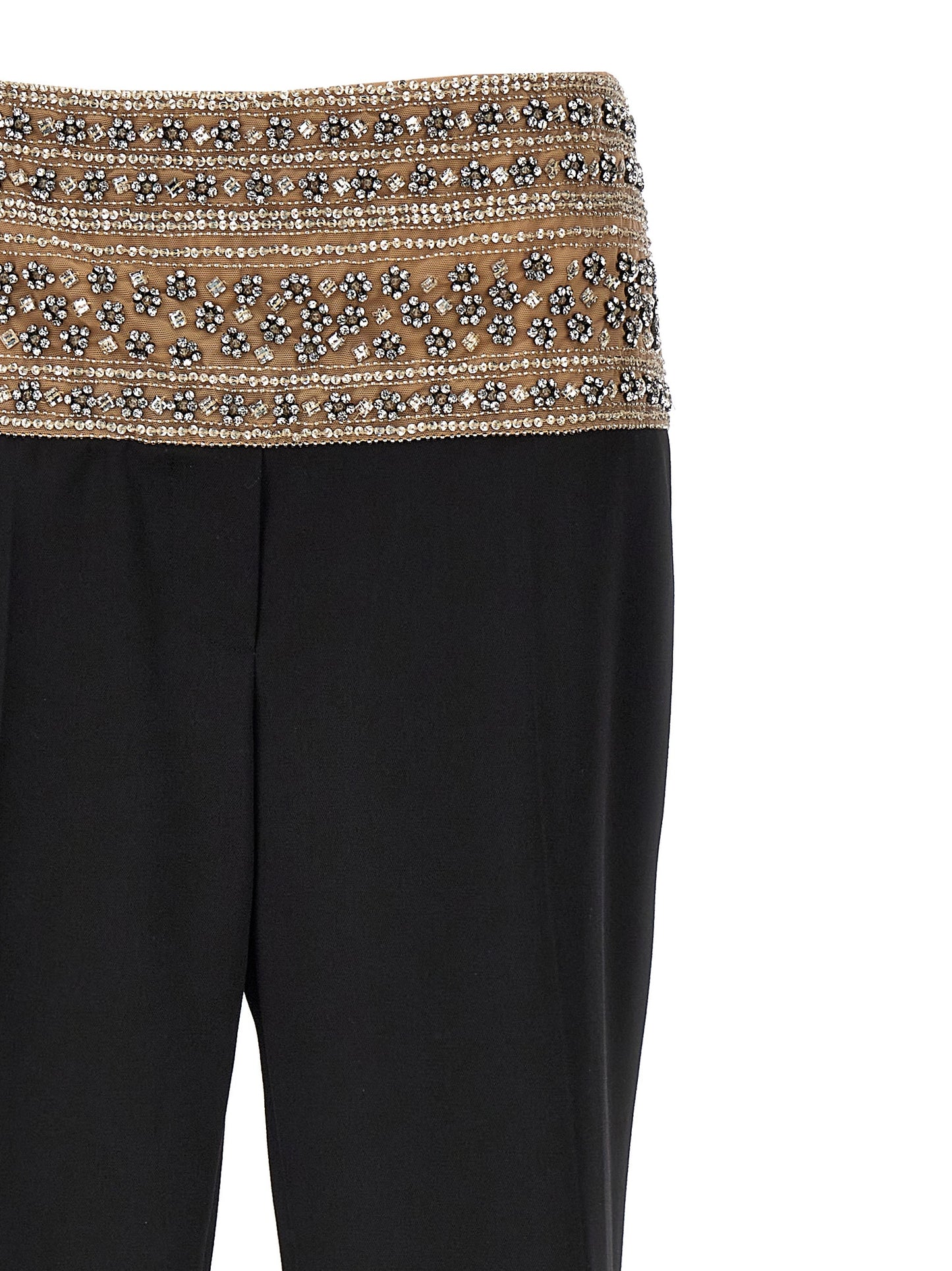 Trousers by Stella McCartney for women in wool mesh & crystal black features a artisanal silhouette, showcasing a sophisticated with a long and for a artisanal finish.