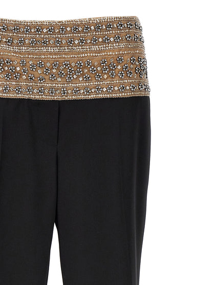 Trousers by Stella McCartney for women in wool mesh & crystal black features a artisanal silhouette, showcasing a sophisticated with a long and for a artisanal finish.