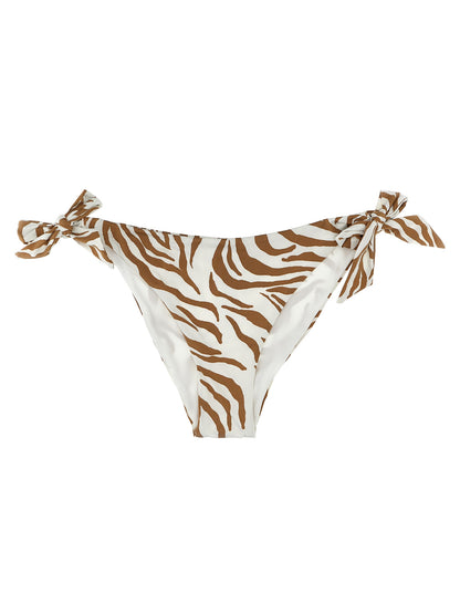 Bikini by Max Mara for women in stretch polyamide and animal, beige, zebra & print presents a sultry silhouette, artfully capturing the sophisticated aesthetic of Women's Stretch Polyamide Bikini with a sultry finish.
