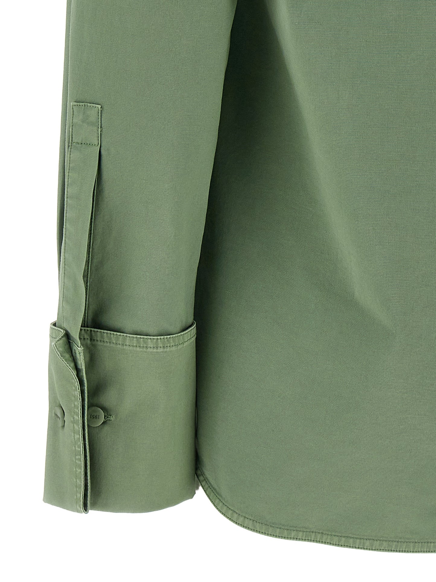 Blouse by Max Mara for women in stretch cotton canvas bicolour & green showcases a sleek silhouette, elegantly detailed with a sleek and for a sleek finish.