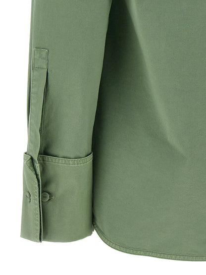 Blouse by Max Mara for women in stretch cotton canvas bicolour & green showcases a sleek silhouette, elegantly detailed with a sleek and for a sleek finish.
