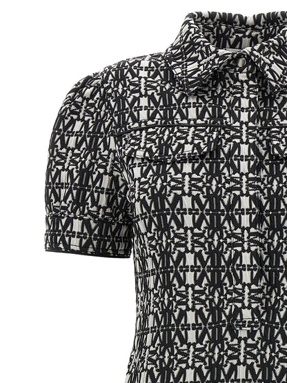 Dress by Max Mara for women in stretch polyamide polyester bicolour, black, white & jacquard showcases a striking silhouette, elegantly detailed with a , refined , and a striking short for a striking finish.